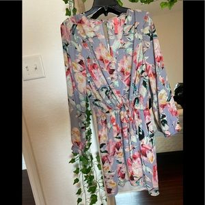 Eight sixty floral long sleeved midi dress NWOT
